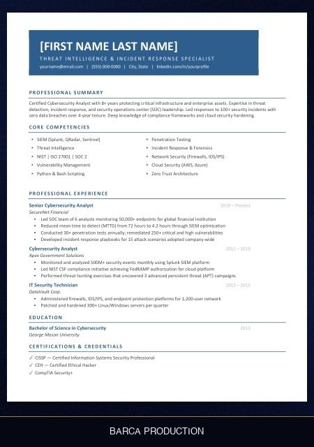 cybersecurity-analyst-resume template preview