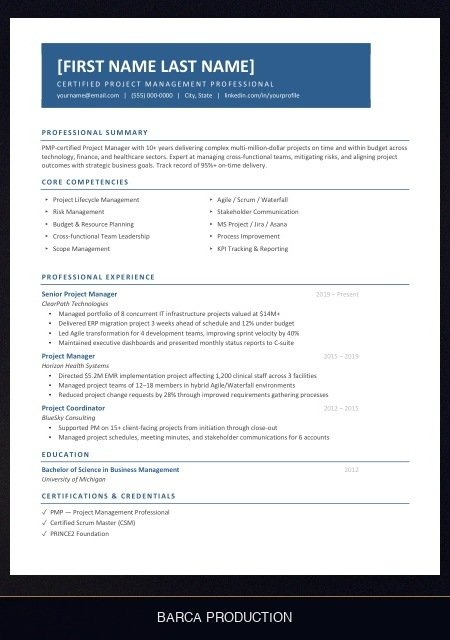 project-manager-resume template preview