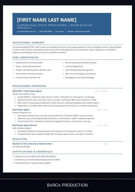 realtor-resume template preview
