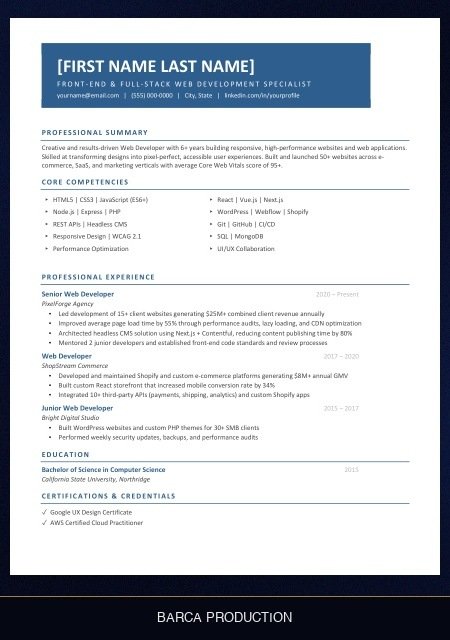 web-developer-resume template preview